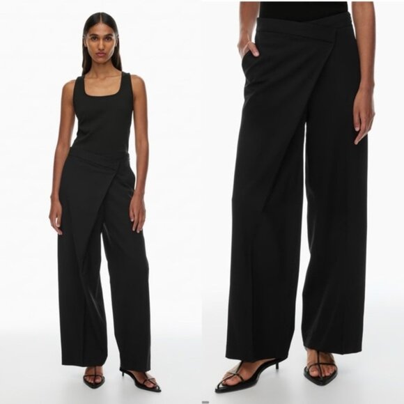 NWT Aritzia Babaton Overlap Pant Black Size 6 Wool twill trousers high waist - Picture 1 of 13